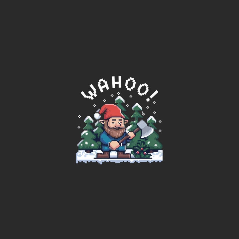 Pixelated Christmas Gnome in Snowy Forest Baseball Cap