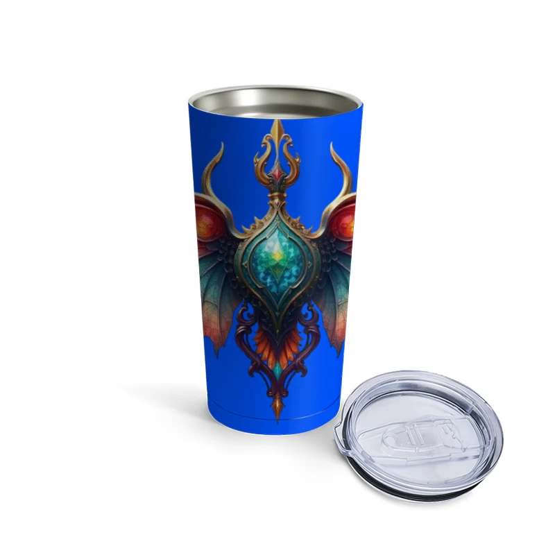 Mystical Dragon Wing Pendant with Turquoise Crystal Travel Mug