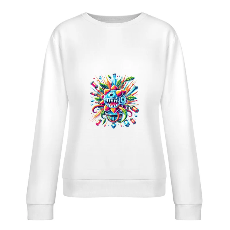 Vibrant Explosive Monster Graffiti Art Female Pullover Sweatshirt