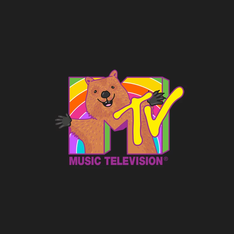 Kreatives MTV-Logo mit Bär und Regenbogen Herren Tanktops