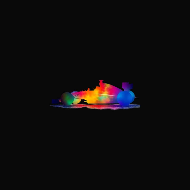 Colorful Abstract Race Car Silhouette Desk Mat