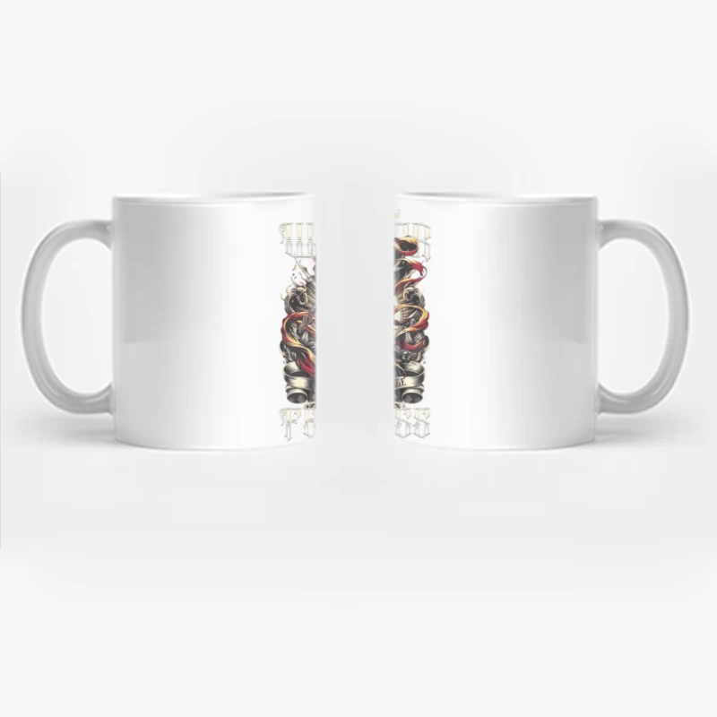 Unyielding Courage: Dark Fantasy Warrior with Flaming Sword Coffee Mug