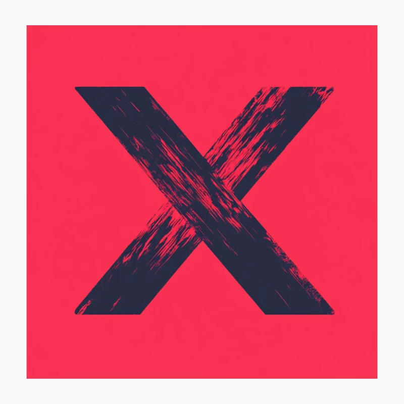 Bold Grunge X Logo on Red Background Pin