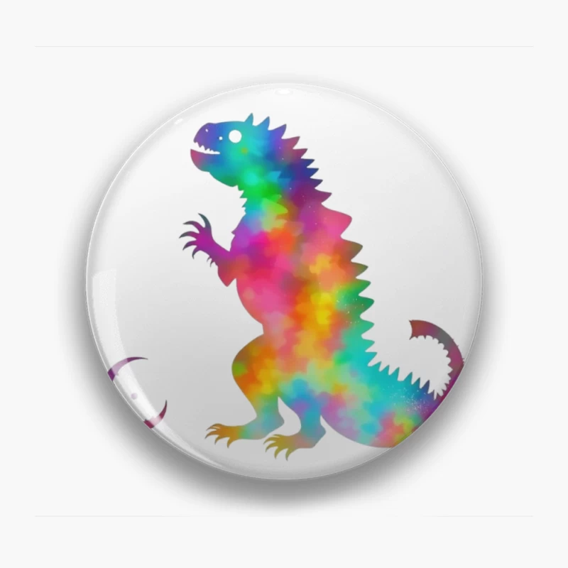 Rainbow Watercolor T-Rex Silhouette Pin