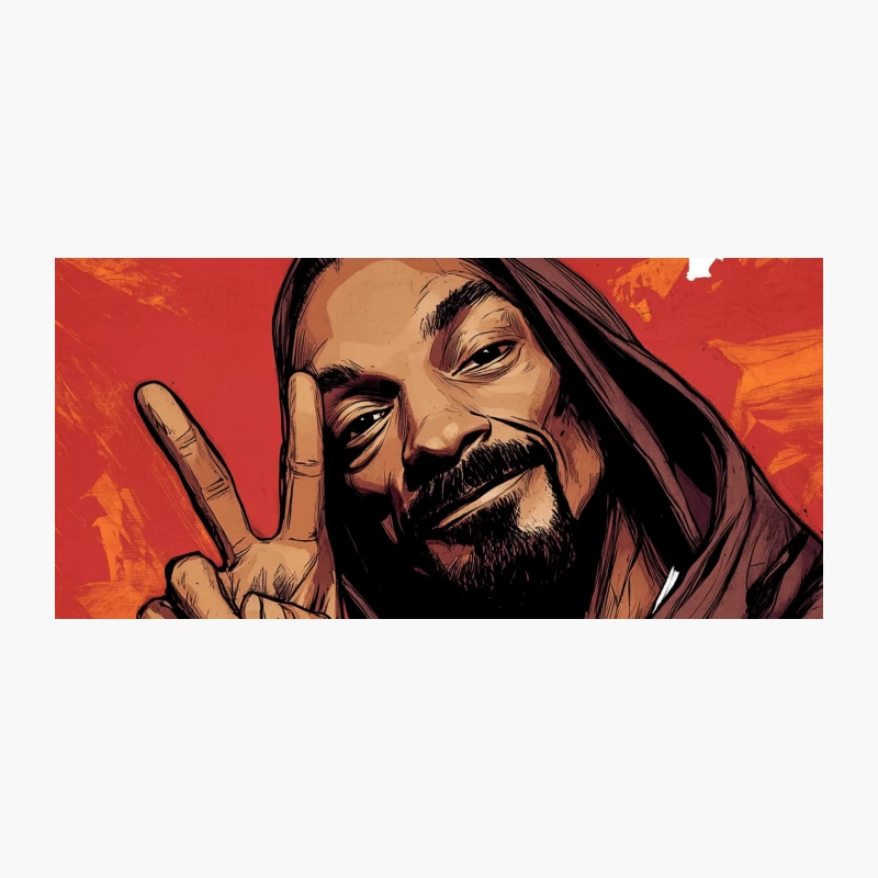 Illustrated Portrait of Hip-Hop Artist Making Peace Sign Coffee Mug