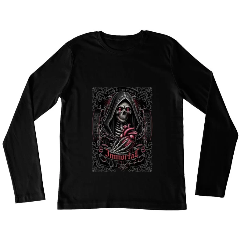 Gothic Immortal Reaper with Anatomical Heart Female Long Sleeve T-Shirt