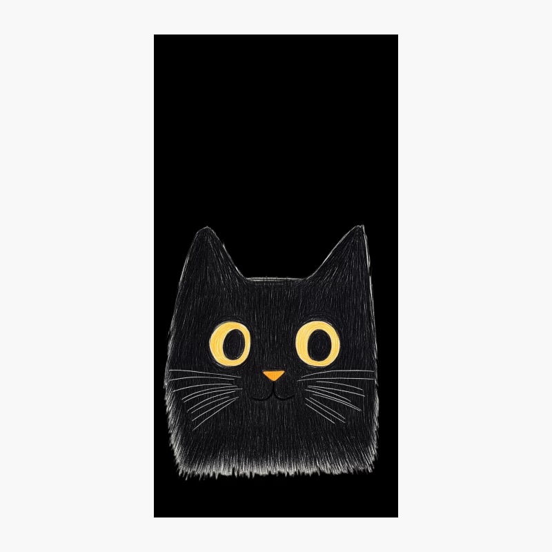 Cute Cartoon Black Cat Illustration with Yellow Eyes iPhone Case