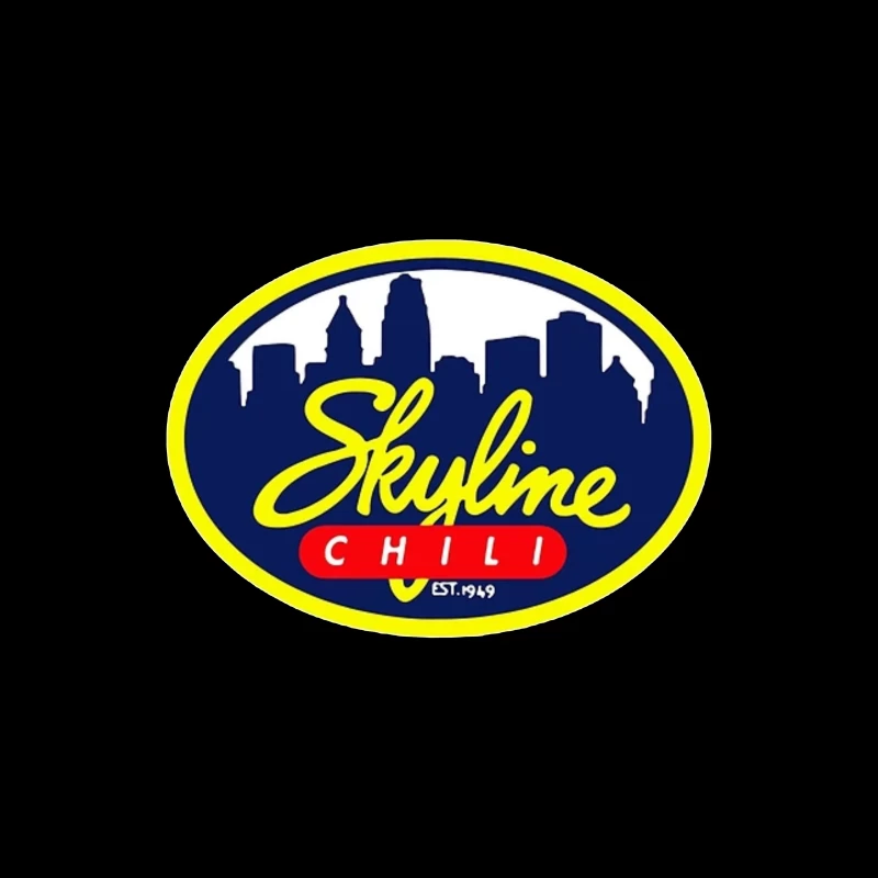 Skyline Chili Restaurant Brand Logo with Cincinnati Cityscape Tapestry