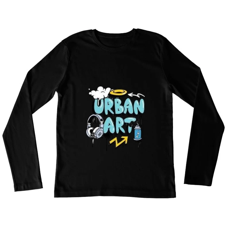 Urban Art Graffiti mit Kopfhörern und Spraydose Damen Langarm T-Shirt