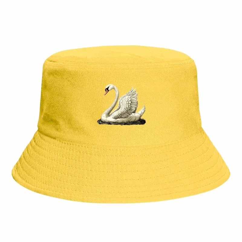 Elegant Swan Illustration: Wildlife on Water Bucket Hat
