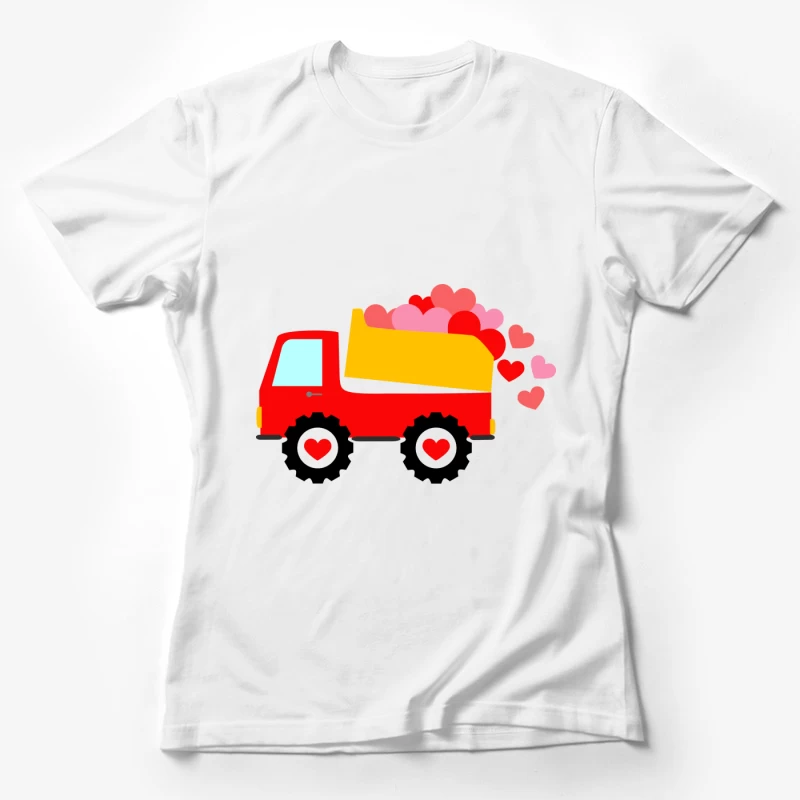 Camion déchargeant des cœurs colorés Femme T-Shirt