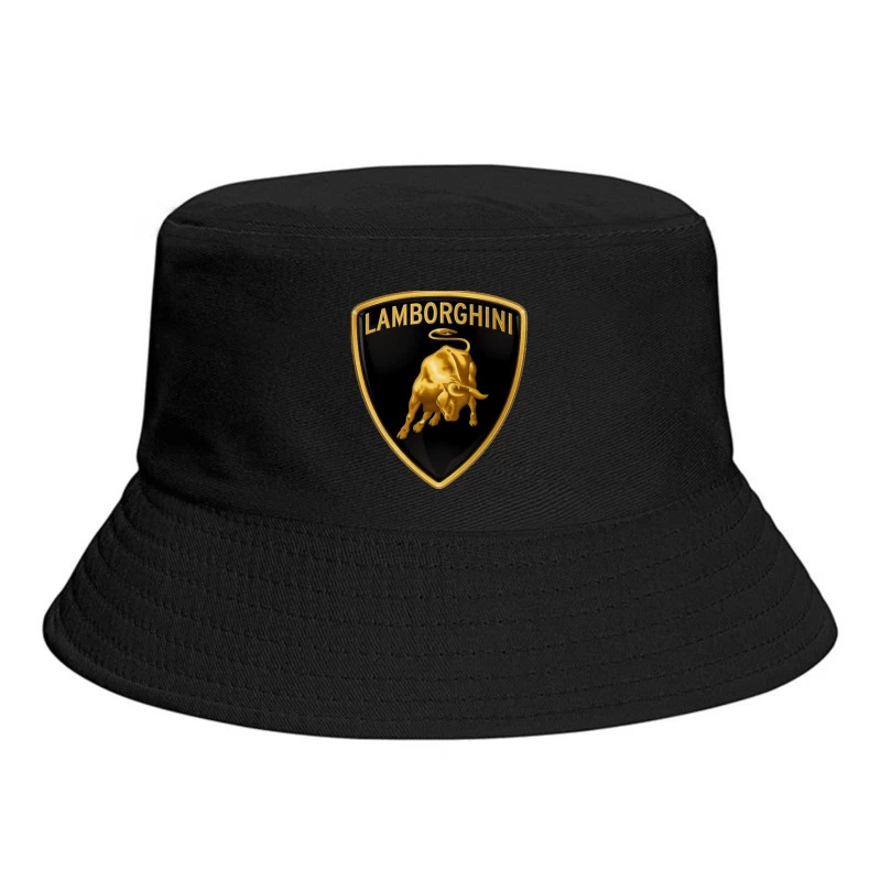 Lamborghini Luxury Automotive Brand Logo with Golden Bull Emblem Bucket Hat