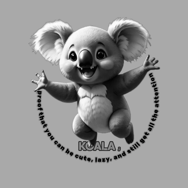 Cute Animated Koala Showing Joy and Attention Male Pullover Hoodie