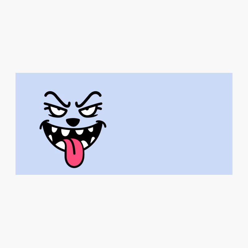 Mischievous Cartoon Face with Evil Grin and Pink Tongue Coffee Mug