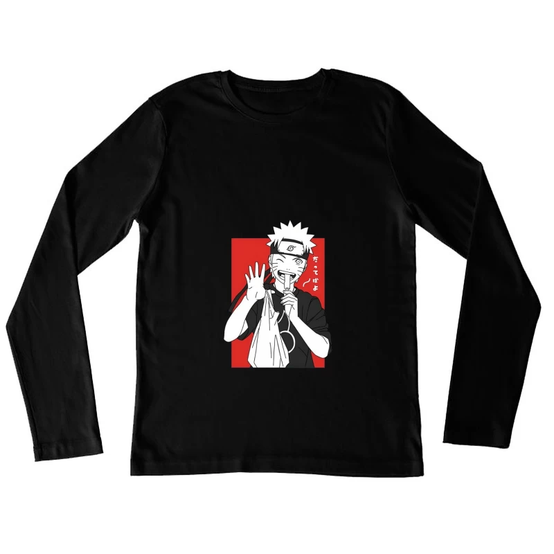 Anime-Charakter mit Einkaufstüte Damen Langarm T-Shirt