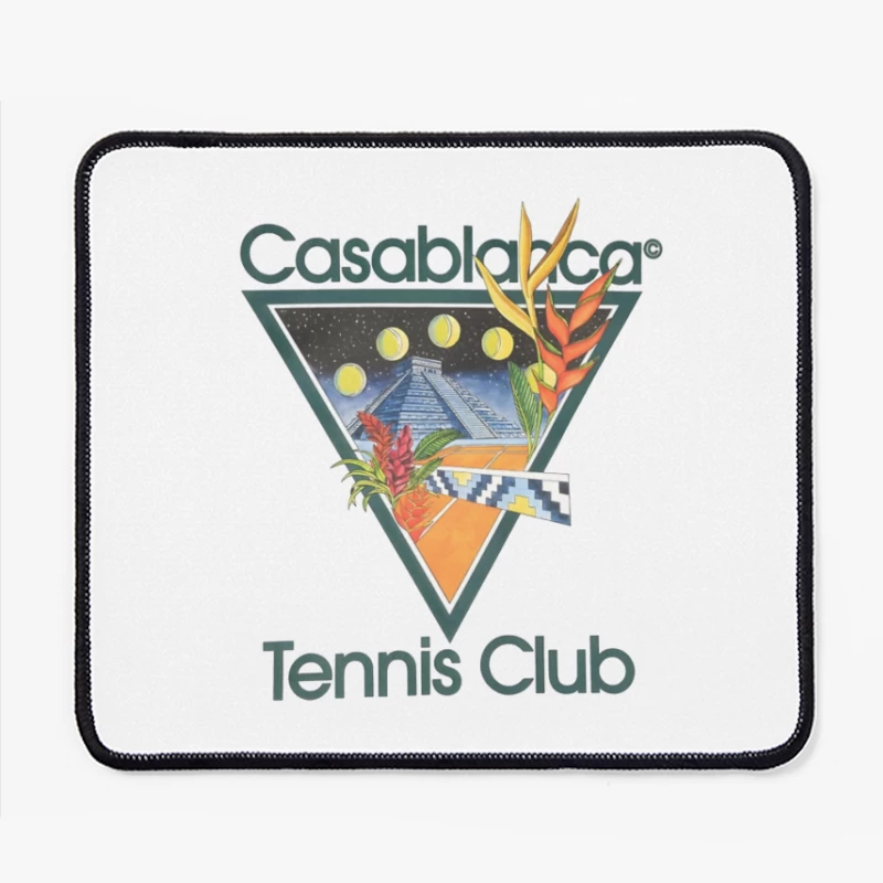 Casablanca Tennis Club Tropical Retro Logo with Mayan Motif Mouse Pad