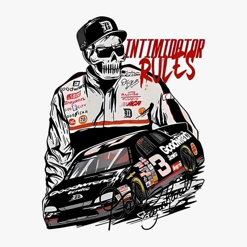 Intimidator-Regeln: Rennfahrer mit Autoillustration Herren Pullover Sweatshirt