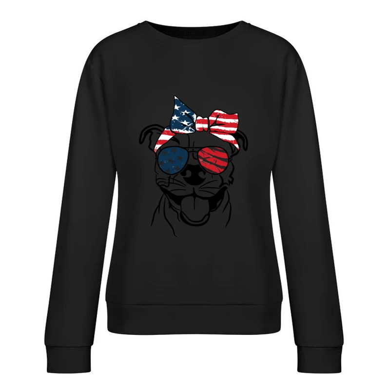 Chat Cool Patriote Américain Femme Sweat-shirt à enfiler