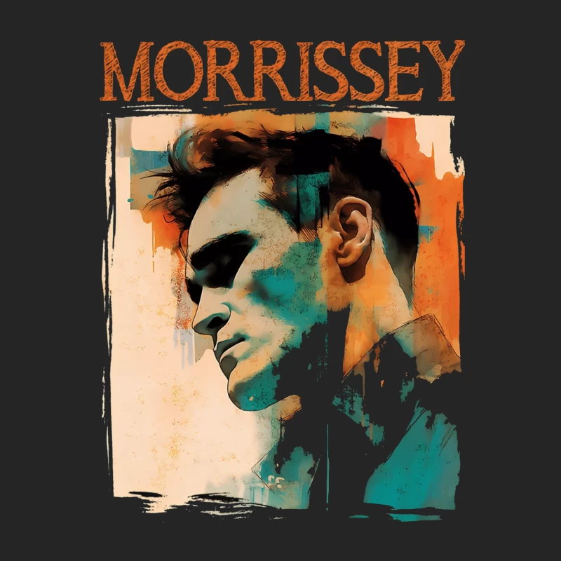 Artistic Watercolor Portrait with Morrissey Typography Female Pullover Sweatshirt