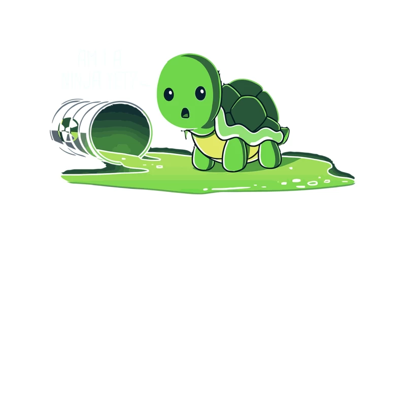 Cute Cartoon Turtle Surprised by Spilled Green Paint Tapestry