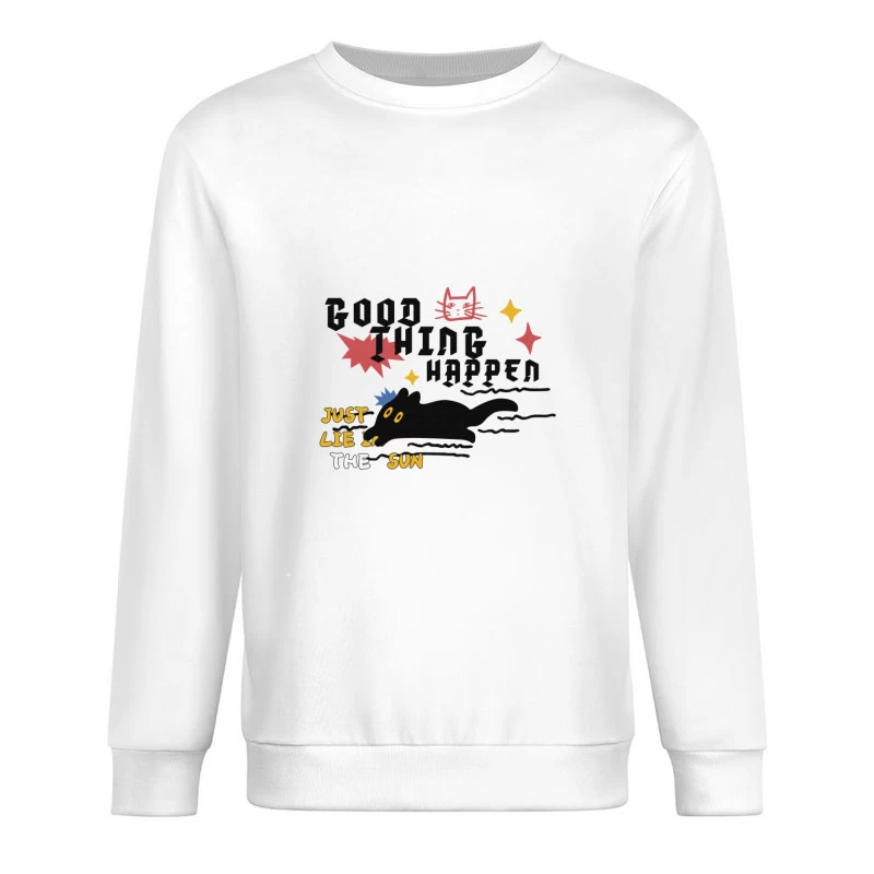 Gute Dinge geschehen, Sonnenkatzendesign Herren Pullover Sweatshirt