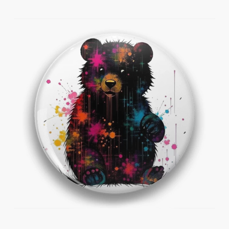 Cosmic Watercolor Teddy Bear Art Pin