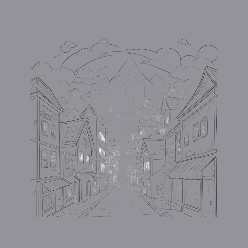 Charming Village with Mountains Tapestry