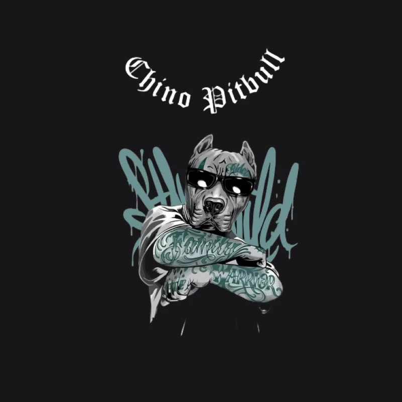 Cooler Pitbull mit Sonnenbrille und Tattoos Herren Pullover Hoodie