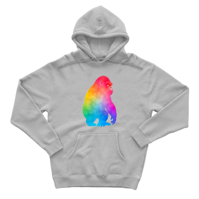 Rainbow Gradient Gorilla Silhouette Art Male Pullover Hoodie