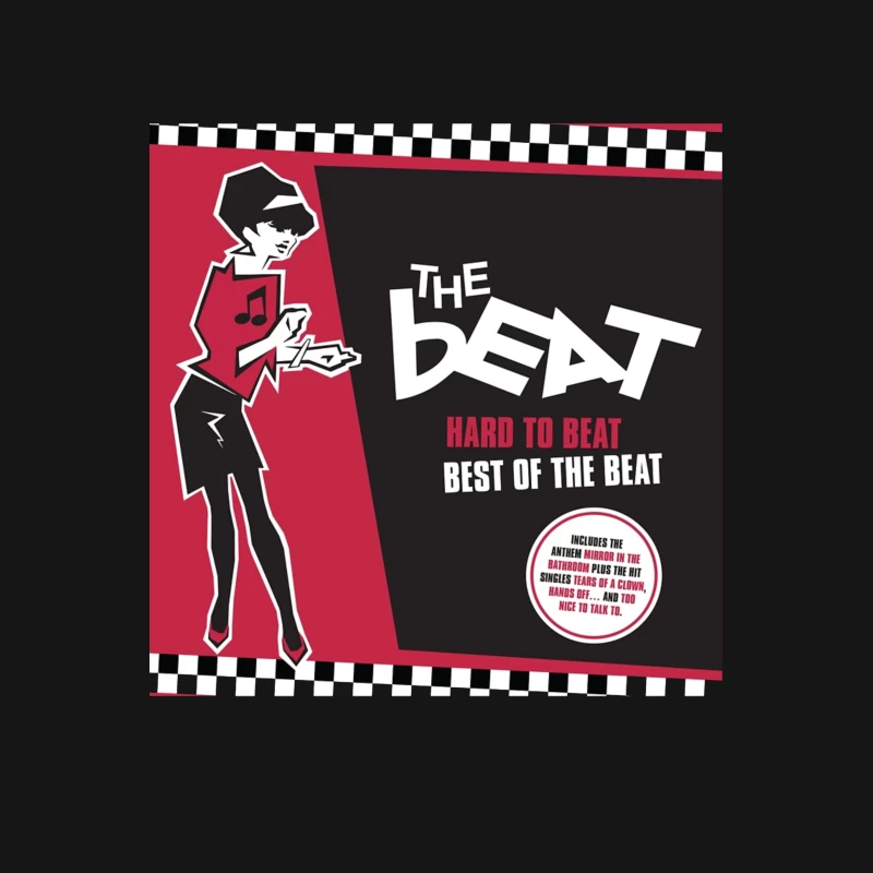 "Hard to Beat: Best of The Beat" Ska Music Album Cover with Red and Black Design Male T-Shirt