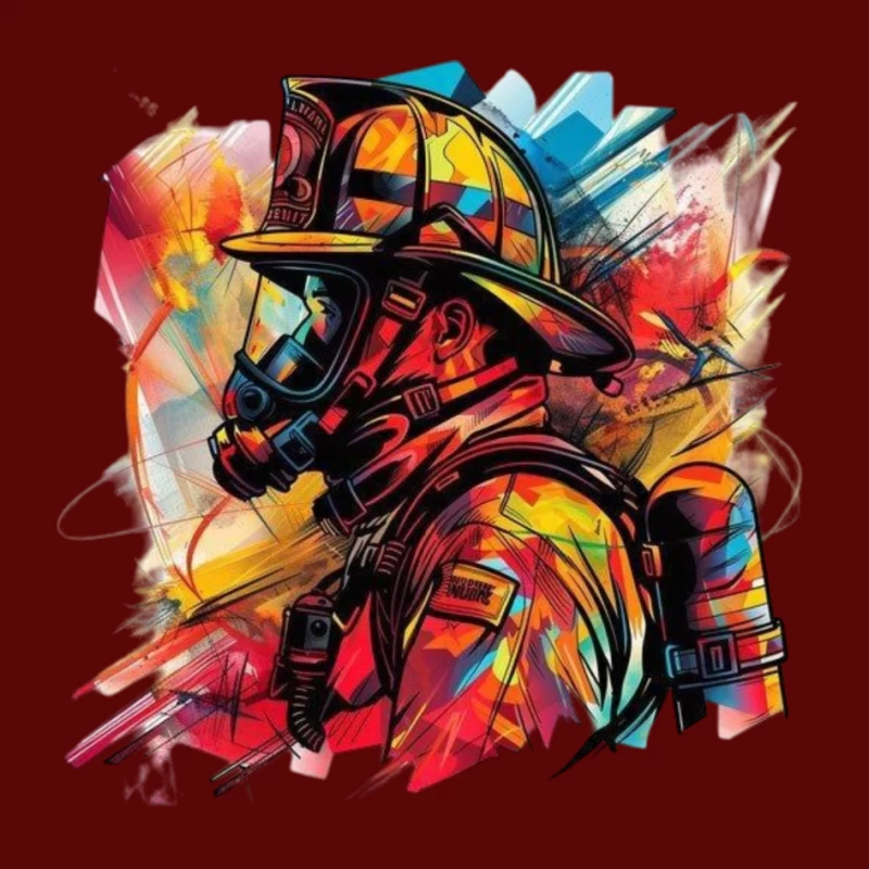 Colorful Portrait of a Firefighter Pin