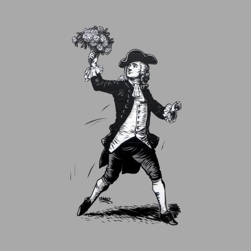 18th Century Nobleman with Floral Bouquet Male Pullover Hoodie