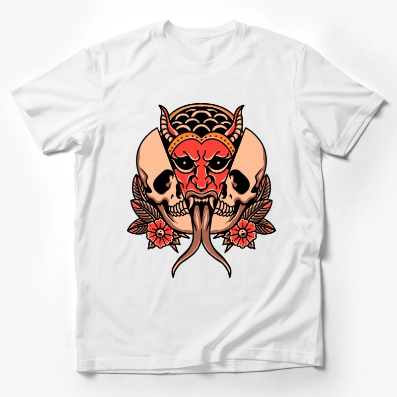 Fierce Demon and Skull Artwork Male T-Shirt