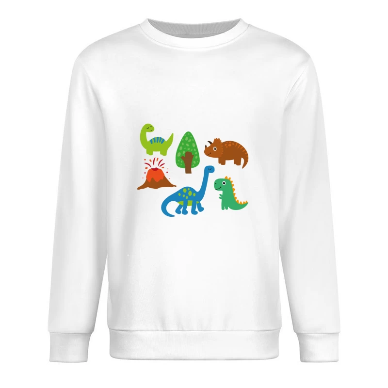 Colorés dinosaures et volcan Homme Sweat-shirt à enfiler