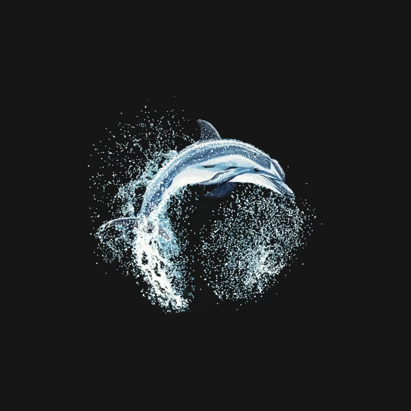 Artistic Blue Dolphin Leaping in Ocean Splash Male Long Sleeve T-Shirt