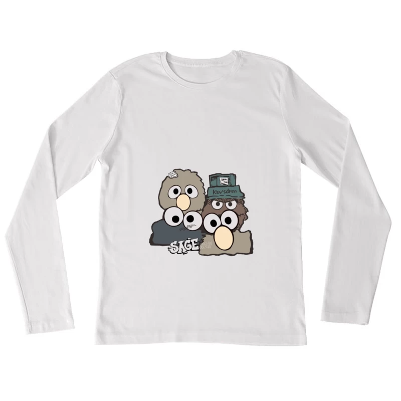Lustige Cartoon-Vögel mit Hüten Damen Langarm T-Shirt