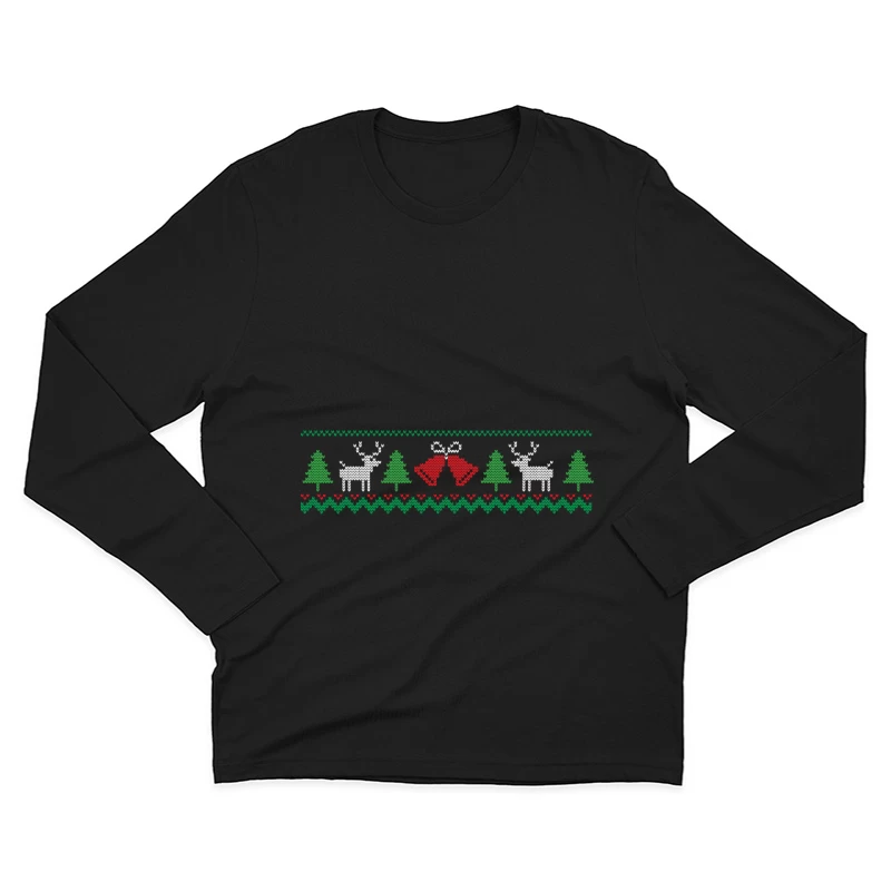 Motif de Noël avec rennes et cloches Homme Manches Longues T-Shirt