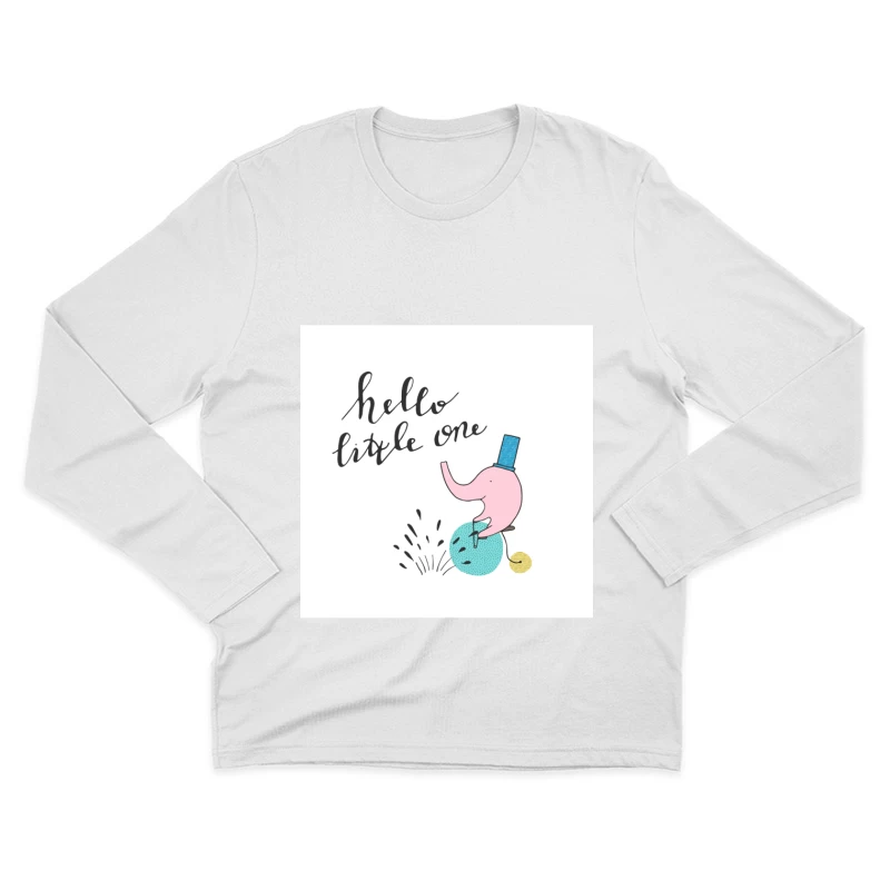 Illustration d'un éléphant avec chapeau et message Homme Manches Longues T-Shirt