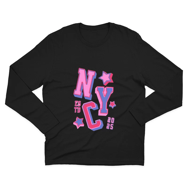 Design coloré de NYC avec étoiles Homme Manches Longues T-Shirt
