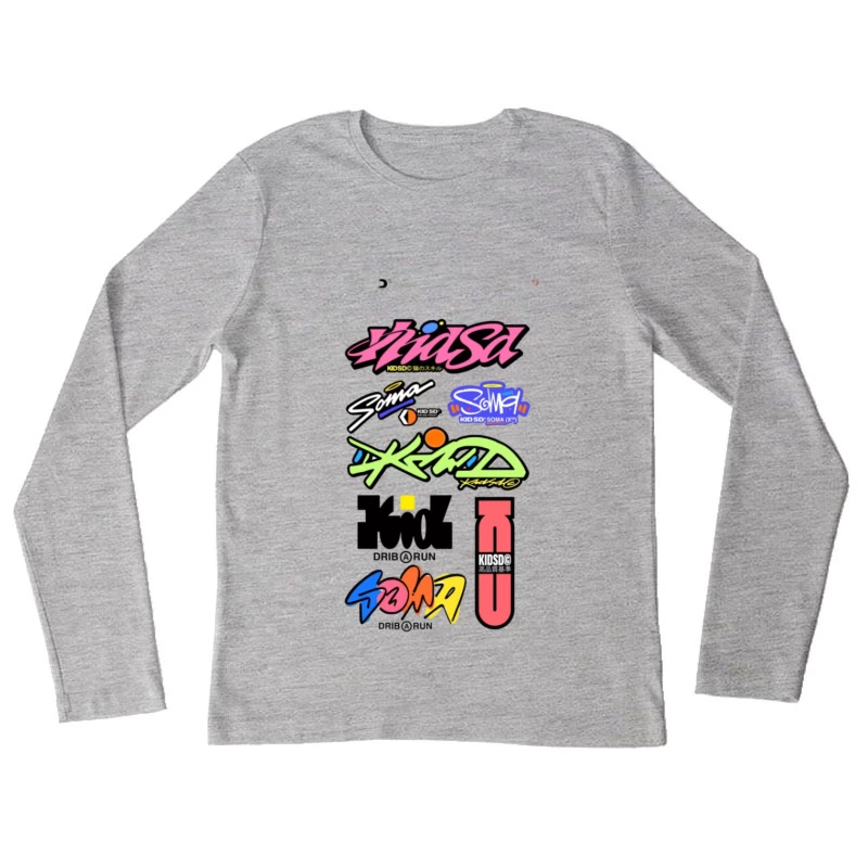 Graffiti-stilvolle Kinderdesignlogos Damen Langarm T-Shirt