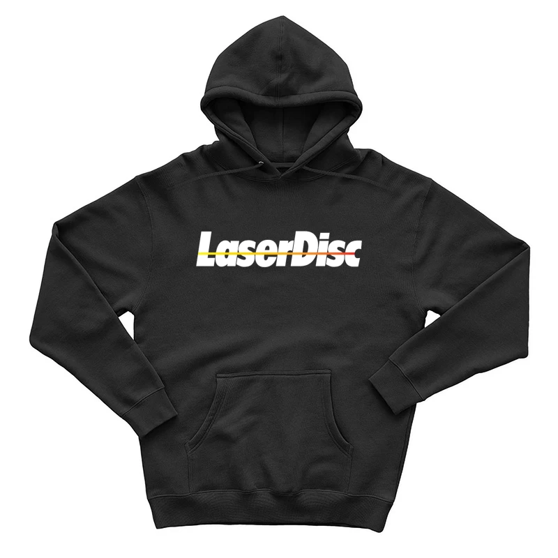 Retro Laser Disc Logo with Typography Outline Male Pullover Hoodie