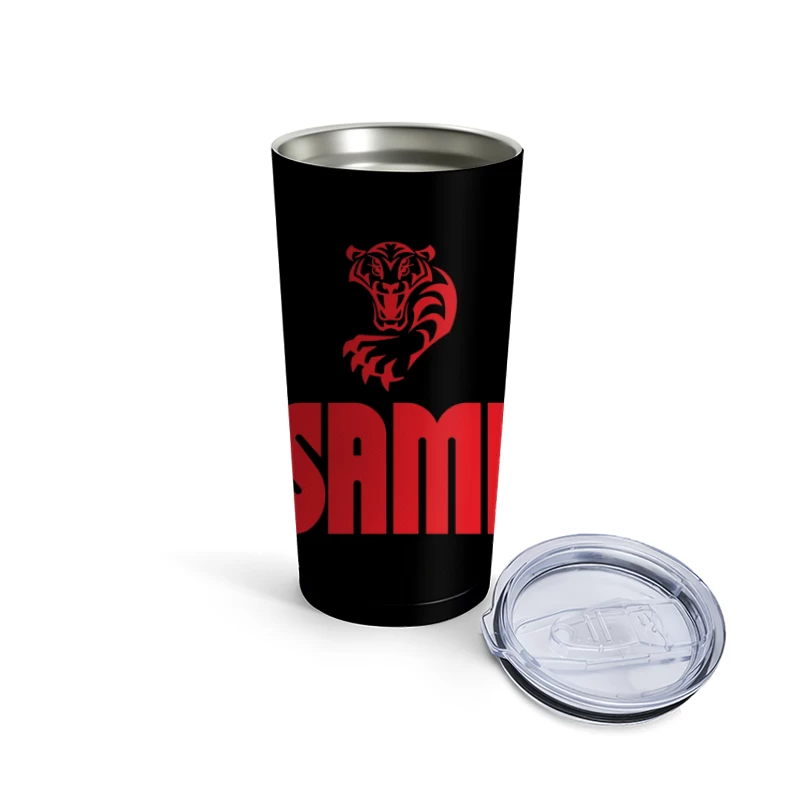 Red Tiger Sports Logo with SAME Text Travel Mug