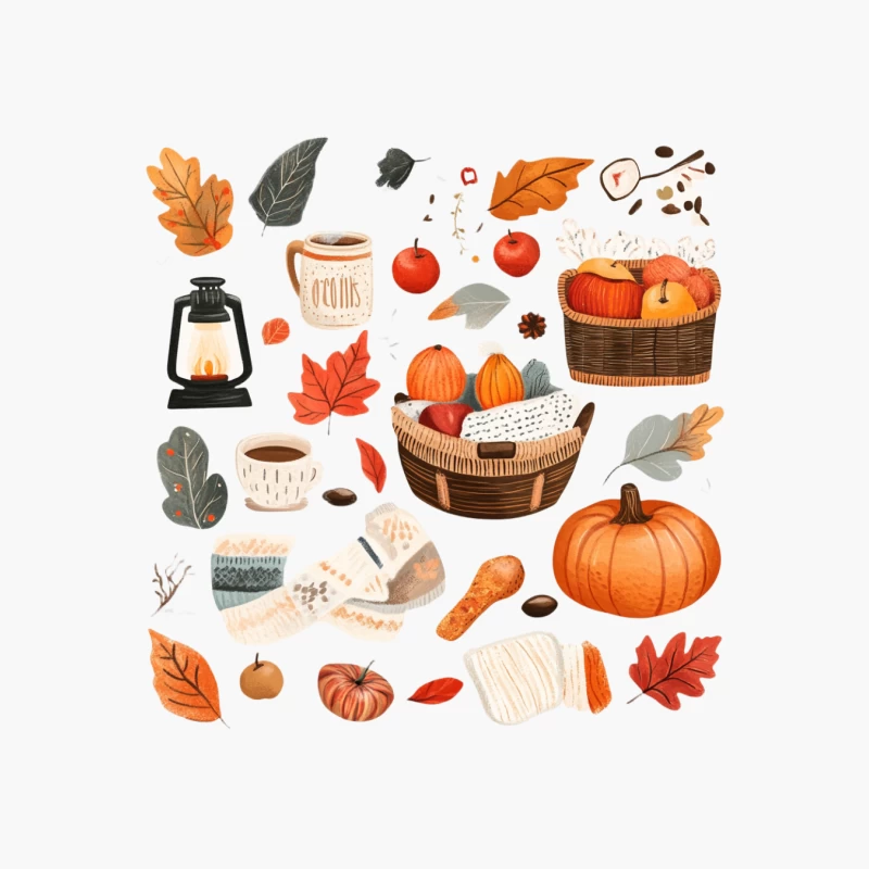 Cozy Autumn Harvest: Pumpkins, Leaves, and Coffee Cotton Tote Bag