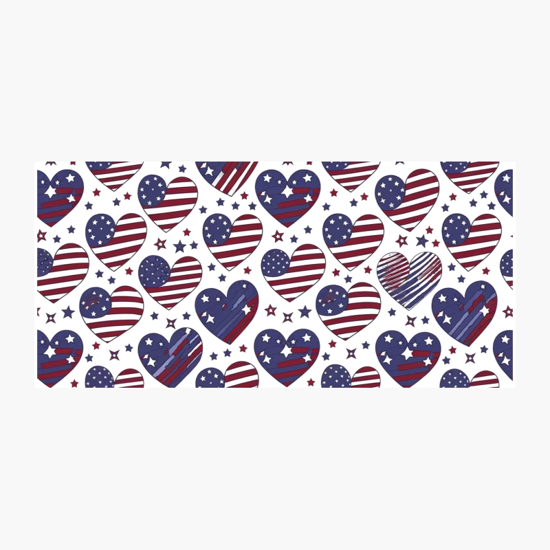 Patriotic American Flag Hearts Pattern Coffee Mug