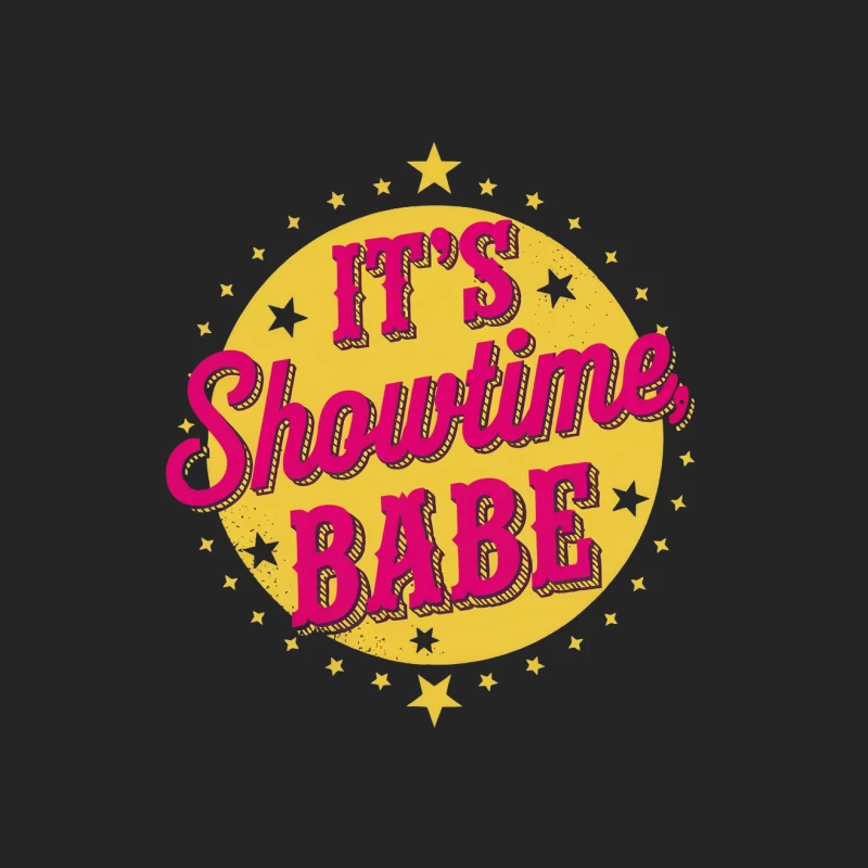 Retro Showtime Babe: Pink and Yellow Starry Motivational Typography Female Pullover Sweatshirt