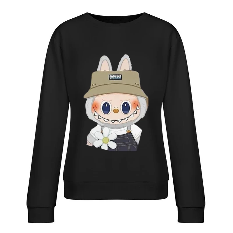 Niedlicher Cartoon-Hase mit Hut und Blume Damen Pullover Sweatshirt