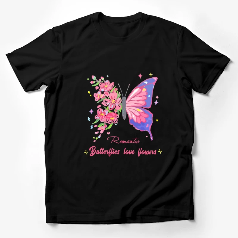 Romantische Schmetterlinge und Blumen Herren T-Shirt