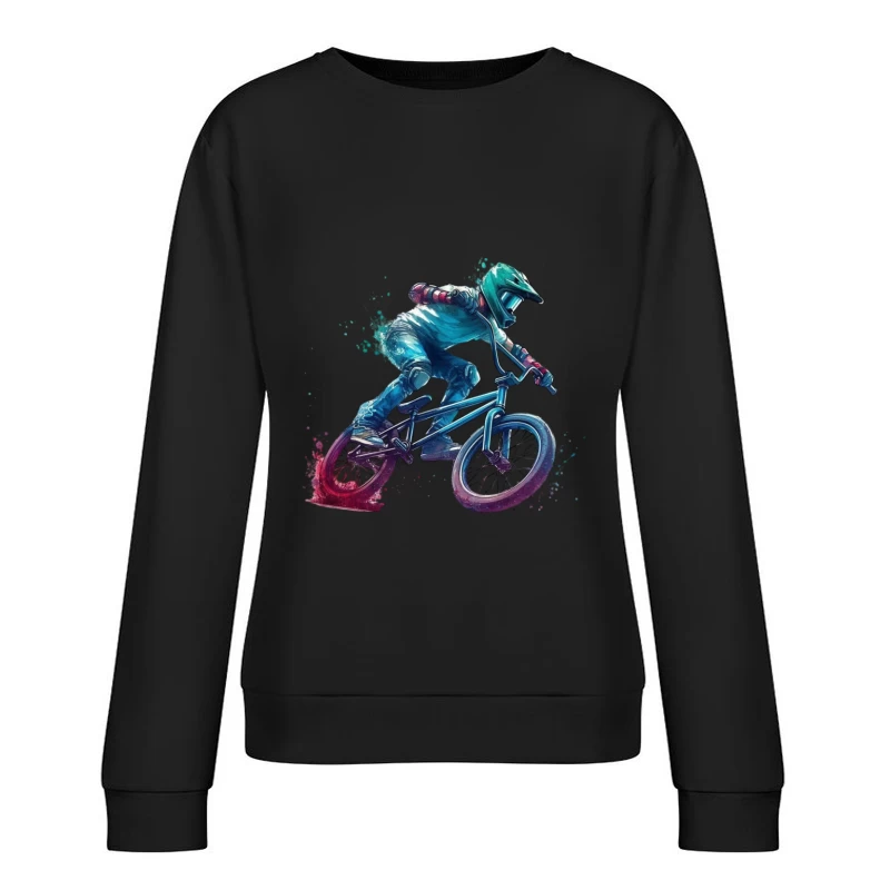 Dynamic BMX Biker in Action Female Pullover Sweatshirt