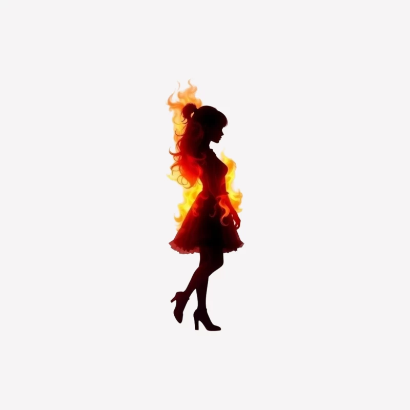 Fiery Female Silhouette in Elegant Dress Male T-Shirt