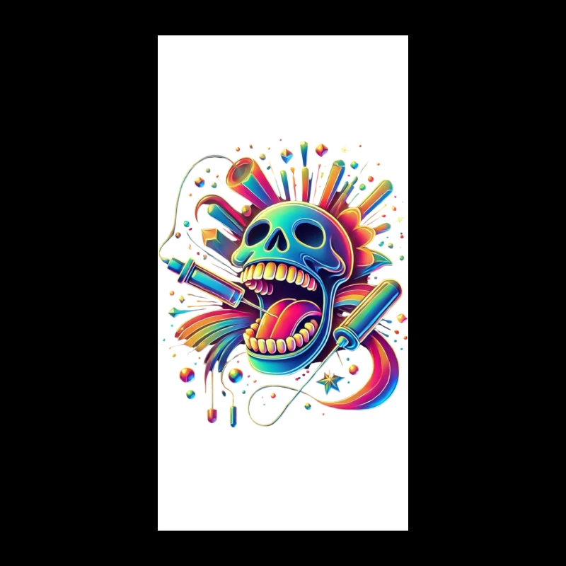 Psychedelic Rainbow Skull Pop Art Design iPhone Case